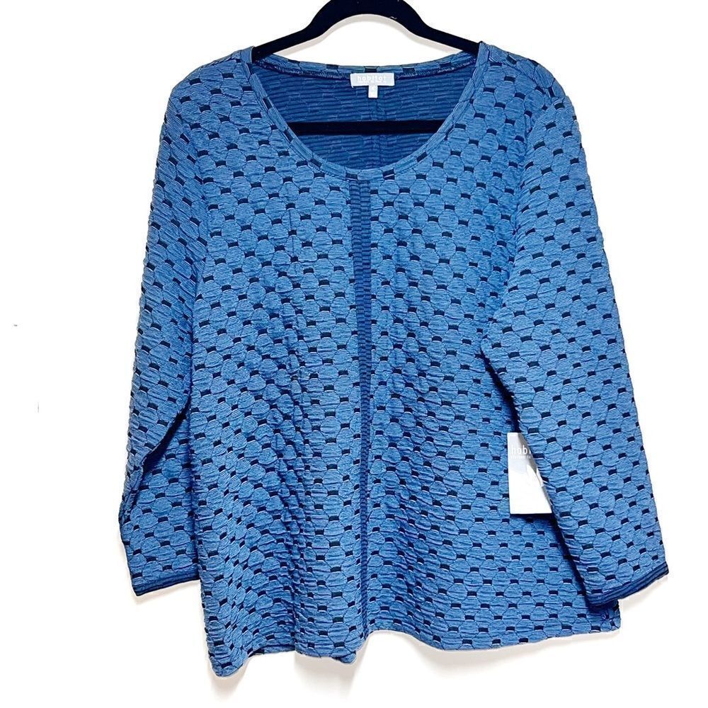 NWT HABITAT 36627 Scoop Neck Geometric Print Tunic Steel Sz S/M